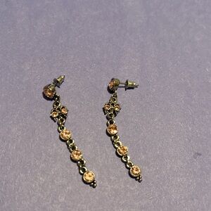 silver dangle earrings w pink crystals